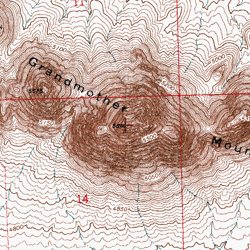 Topographic Map of Grandmother Mountain, NM