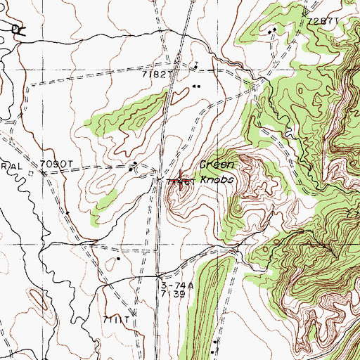 Topographic Map of Green Knobs, NM