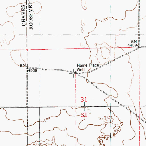 Topographic Map of Home Place Well, NM