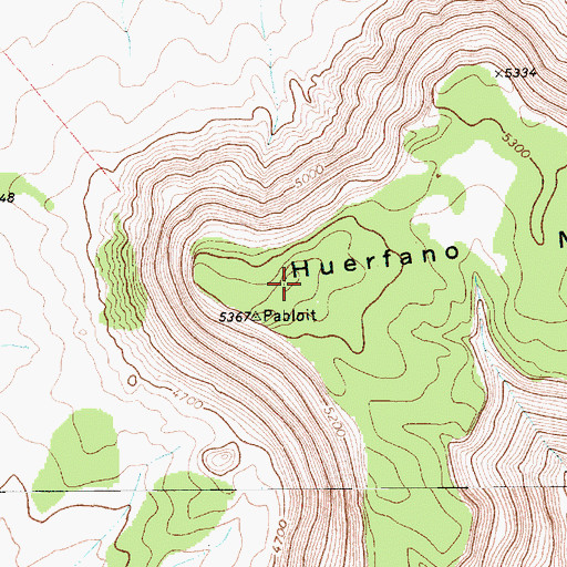 Topographic Map of Huerfano Mesa, NM