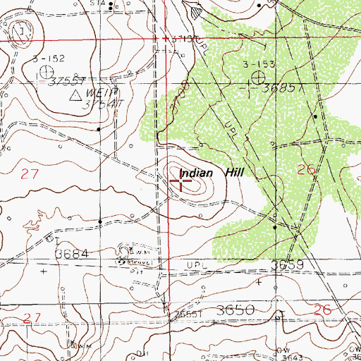 Topographic Map of Indian Hill, NM