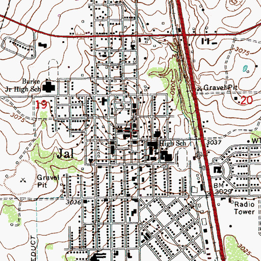 Topographic Map of Jal, NM