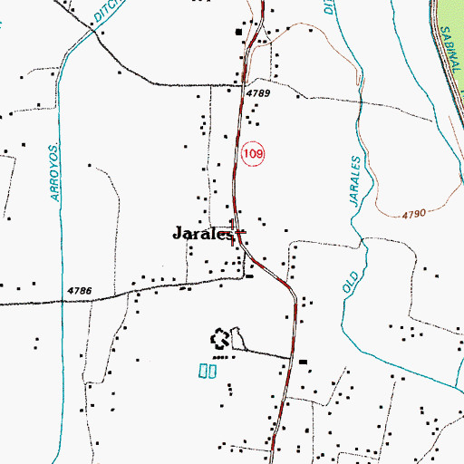 Topographic Map of Jarales, NM