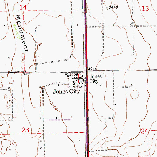 Topographic Map of Jones City, NM