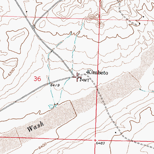 Topographic Map of Kimbeto, NM