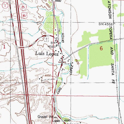 Topographic Map of Luis Lopez, NM