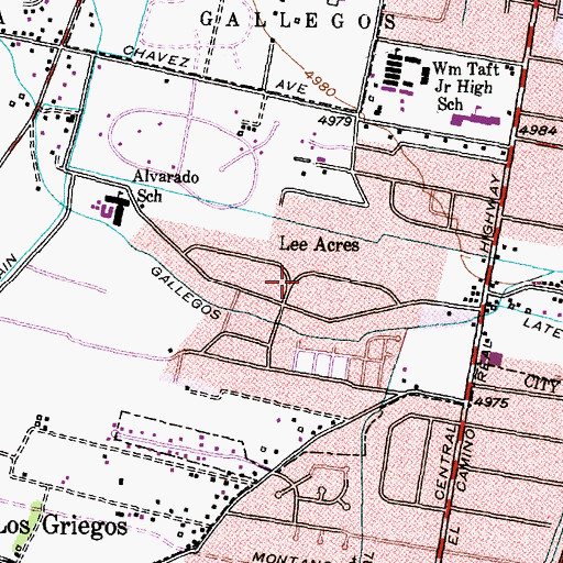 Topographic Map of Lee Acres, NM