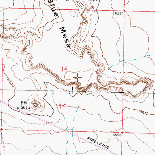 Topographic Map of Little Blue Mesa, NM