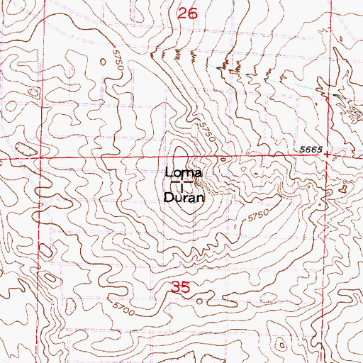 Topographic Map of Loma Duran, NM