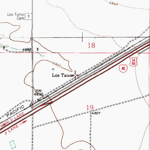 Topographic Map of Los Tanos, NM
