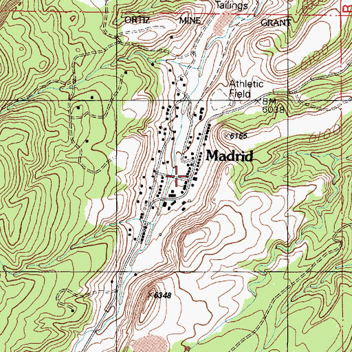 Topographic Map of Madrid, NM