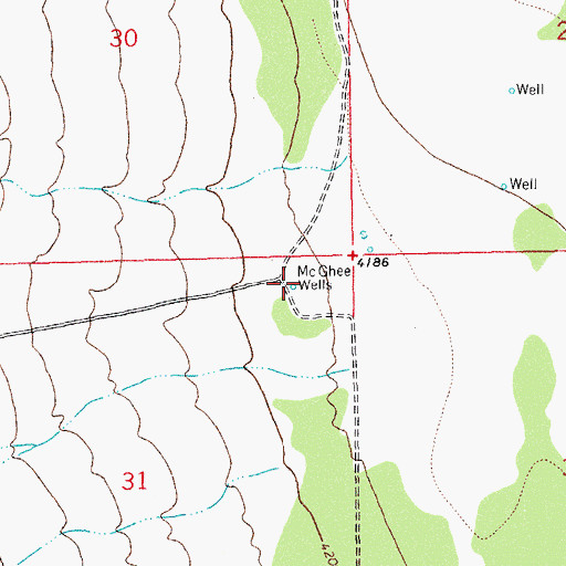 Topographic Map of McGhee Wells, NM