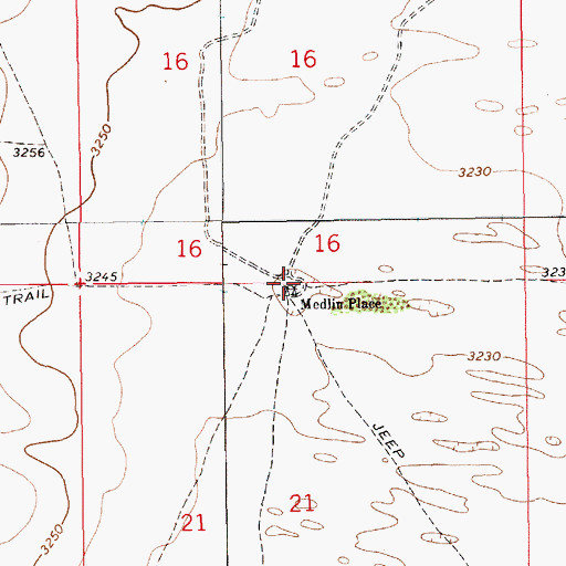 Topographic Map of Medlin Place, NM