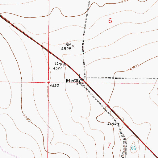 Topographic Map of Mesa, NM