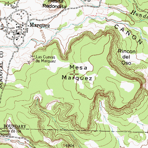 Topographic Map of Mesa Marquez, NM