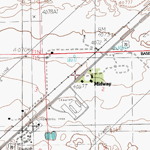 Topographic Map of Midway, NM