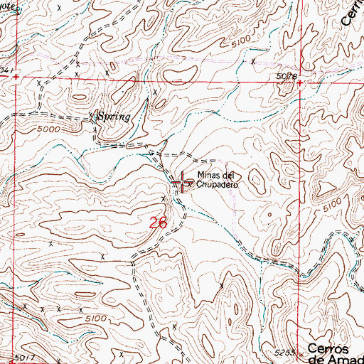 Topographic Map of Minas del Chupadero, NM