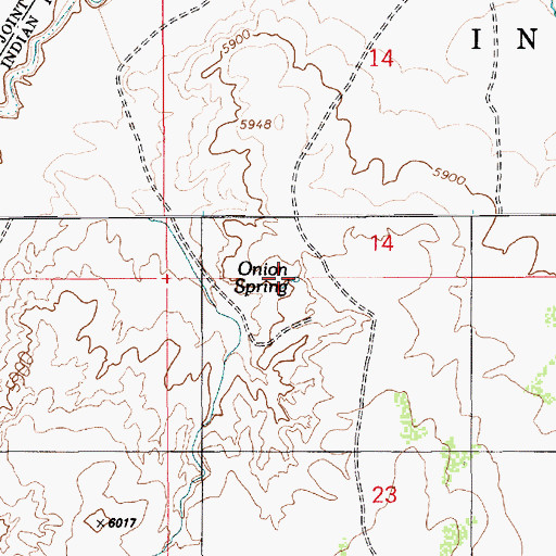 Topographic Map of Onion Spring, AZ