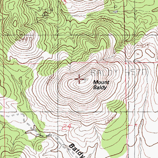Topographic Map of Mount Baldy, NM