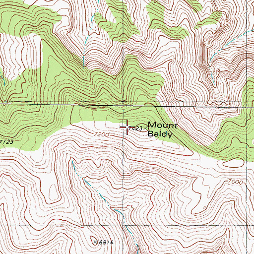 Topographic Map of Mount Baldy, NM