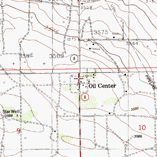 Topographic Map of Oil Center, NM