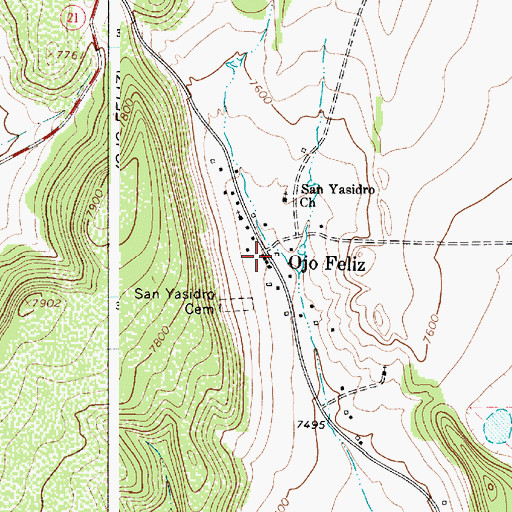 Topographic Map of Ojo Feliz, NM