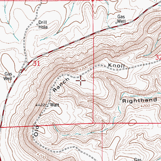 Topographic Map of Old Ranch Knoll, NM