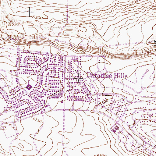 Topographic Map of Paradise Hills, NM