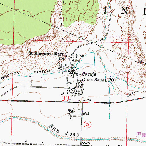 Topographic Map of Paraje, NM