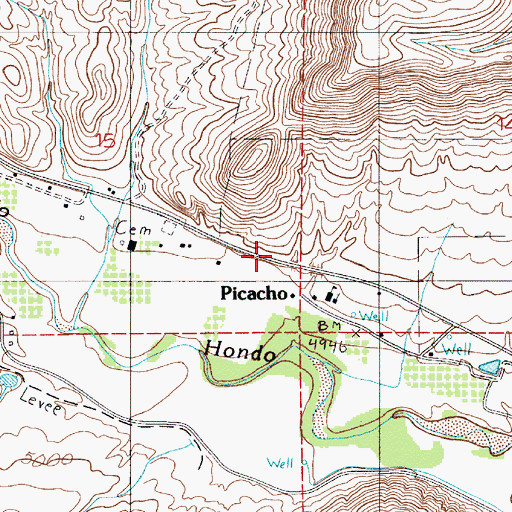 Topographic Map of Picacho, NM