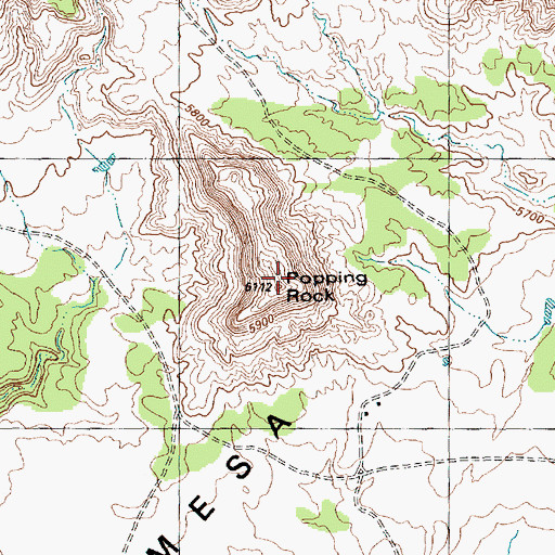 Topographic Map of Popping Rock, NM