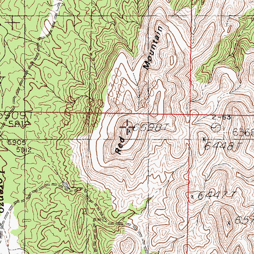 Topographic Map of Red Mountain, NM