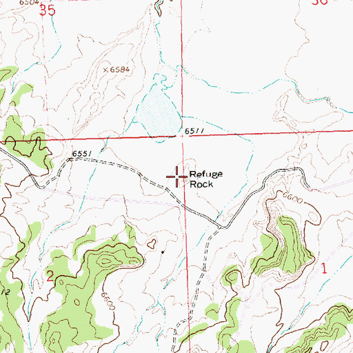 Topographic Map of Refuge Rock, NM