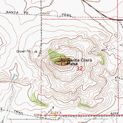 Topographic Map of Santa Clara Mesa, NM