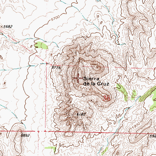 Topographic Map of Sierra de la Cruz, NM