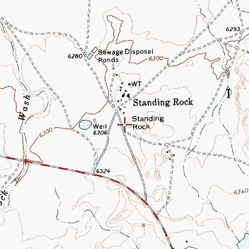 Topographic Map of Standing Rock, NM