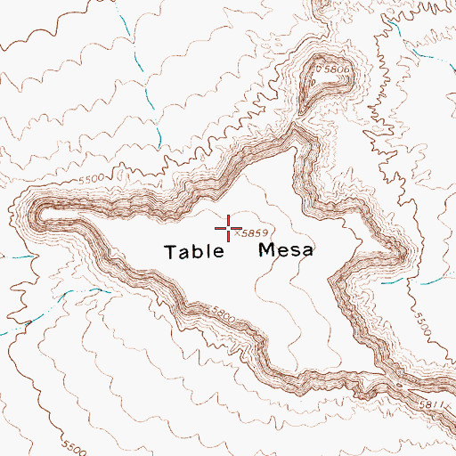 Topographic Map of Table Mesa, NM