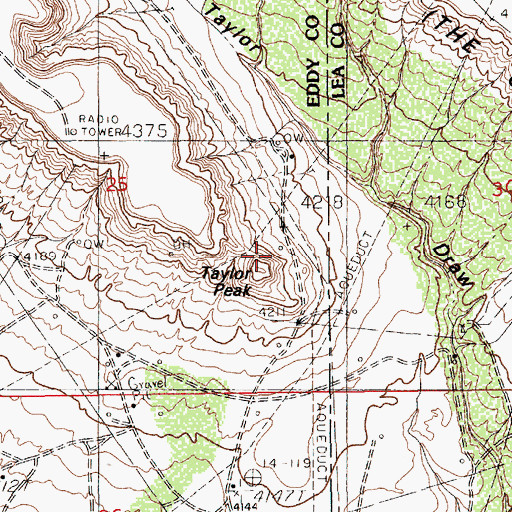 Topographic Map of Taylor Peak, NM