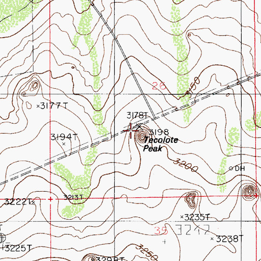 Topographic Map of Tecolote Peak, NM
