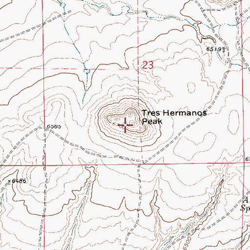 Topographic Map of Tres Hermanos Peak, NM