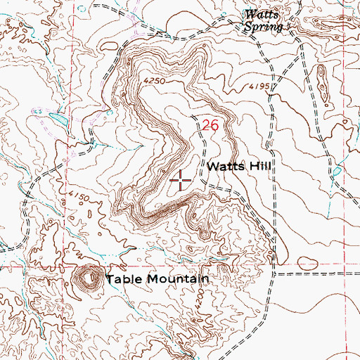 Topographic Map of Watts Hill, NM