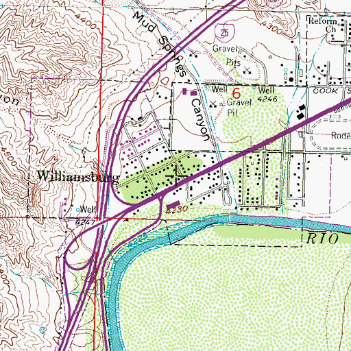 Topographic Map of Williamsburg, NM