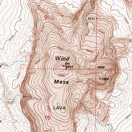Topographic Map of Wind Mesa, NM