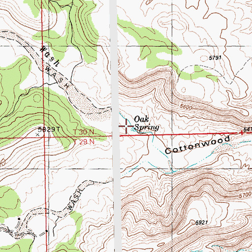 Topographic Map of Oak Spring, NM