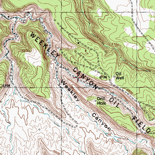Topographic Map of Weekley Canyon Oil Field, NM