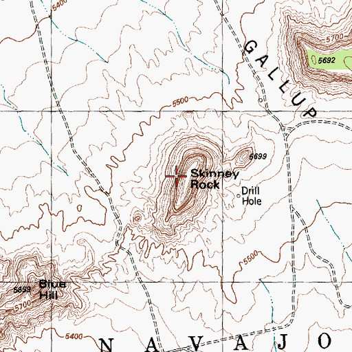 Topographic Map of Skinney Rock, NM