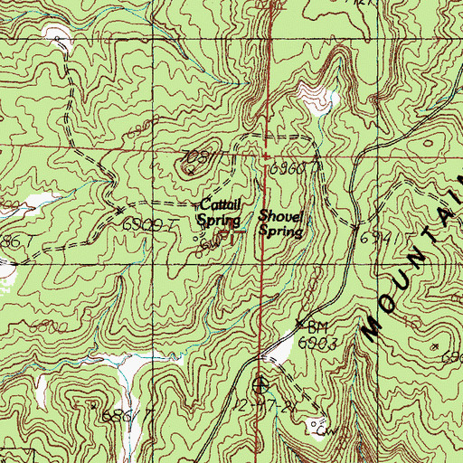 Topographic Map of Cattail Spring, NM