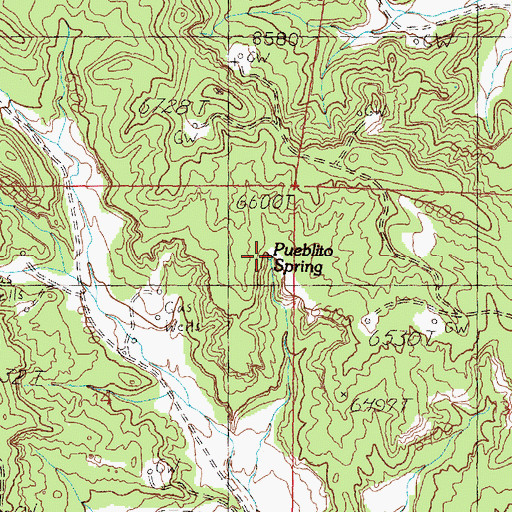 Topographic Map of Pueblito Spring, NM
