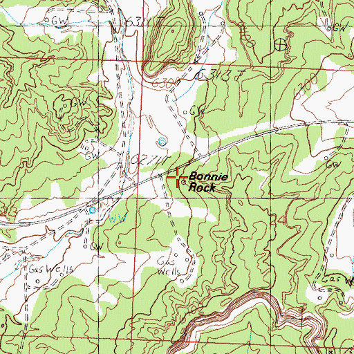 Topographic Map of Bonnie Rock, NM