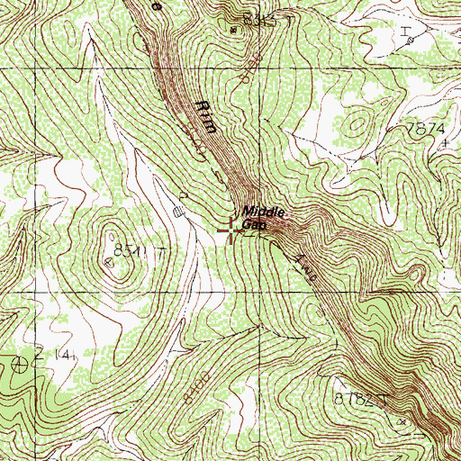 Topographic Map of Middle Gap, NM